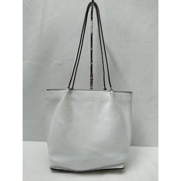 Talbot's White Leather Double Handle Tote Shoulder Bag - Picture 2 of 16